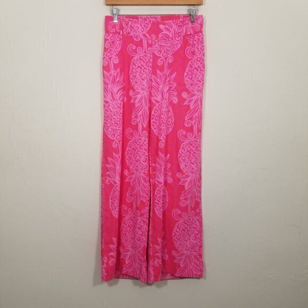 Lilly Pulitzer Linen Blend Wide Leg Pull-On Pants Pink Size XS
